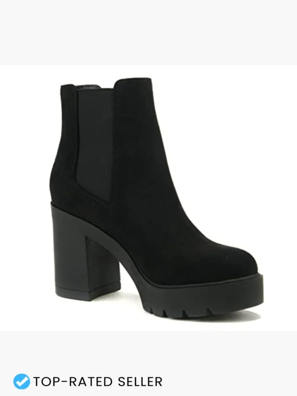Lug Sole High Heel Chelsea Ankle Bootie w/ Double Elastic Gore